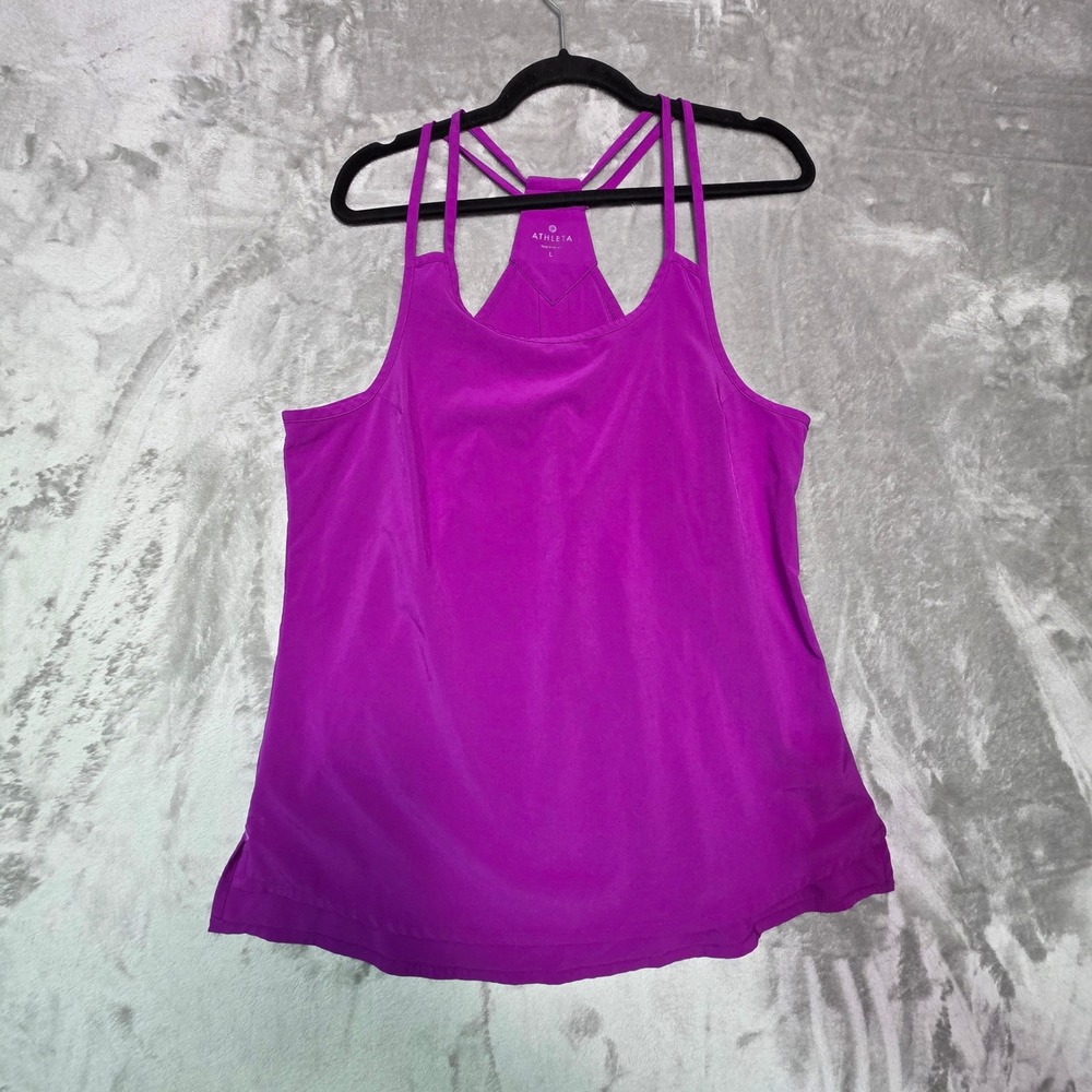 Athleta Womens Purple Strappy Racerback Yoga Training Tank Top Size L 964571